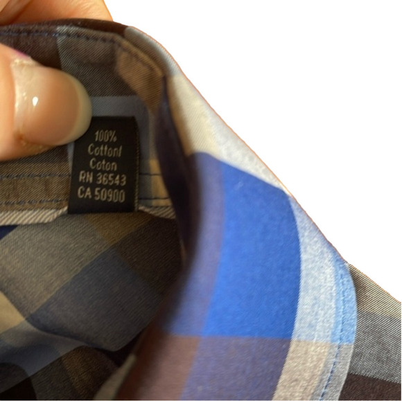 Tommy Hilfiger Sz 18/34  multi checkered long sleeve button down shirt - Picture 4 of 7